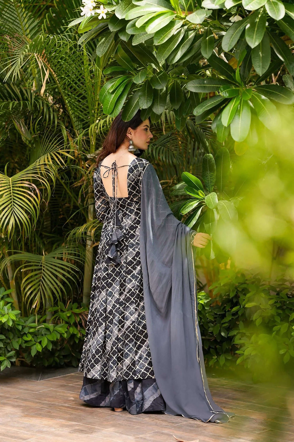Sonakshi Women's Black Masleen With Heavy Digital Printed Anarkali Gown Set With Dupatta - Distacart