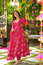Sonakshi Women's Pink Masleen With Heavy Digital Printed Anarkali Gown Set With Dupatta - Distacart