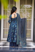 Sonakshi Women's Navy Masleen With Heavy Digital Printed Anarkali Gown Set With Dupatta - Distacart