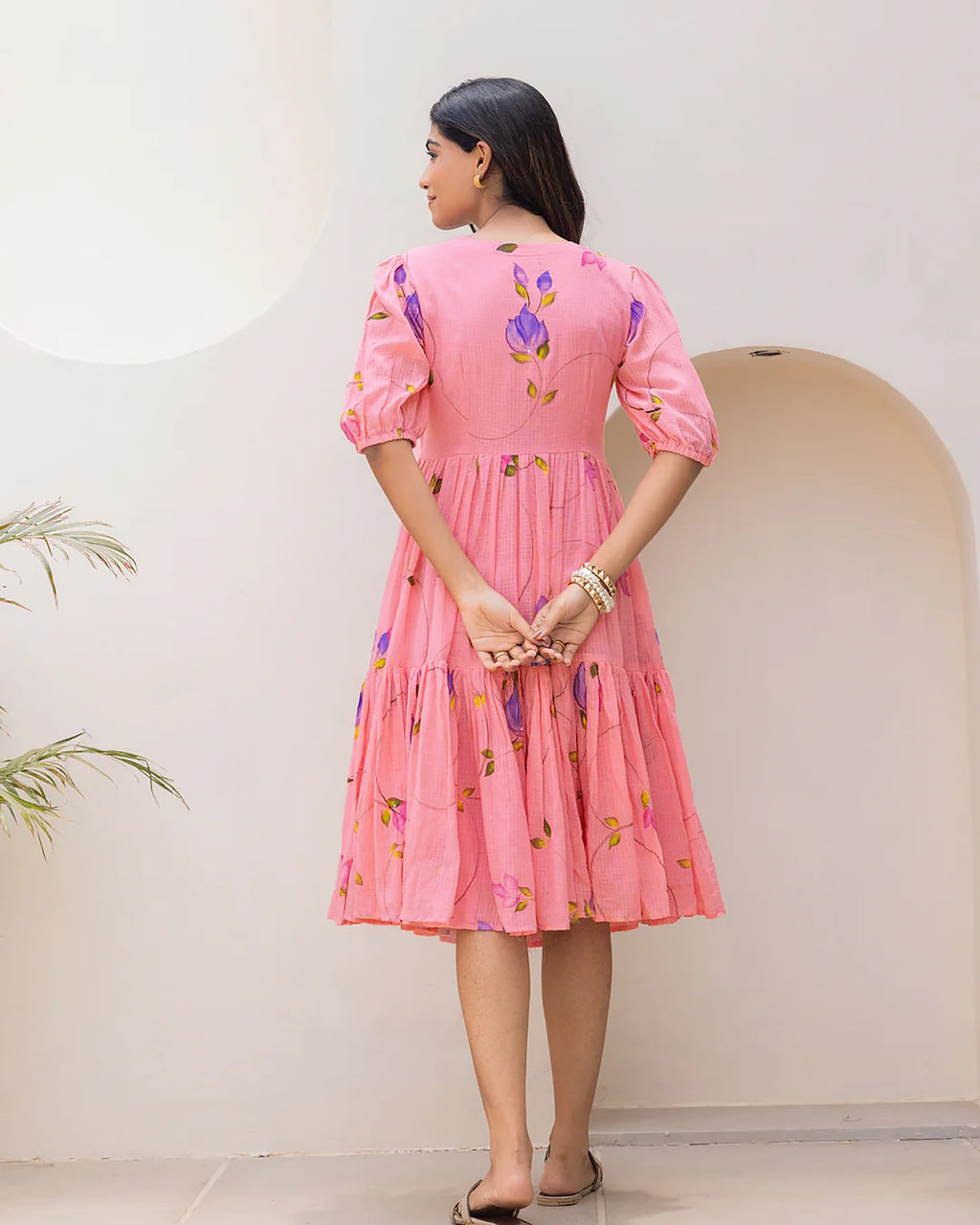 Sonakshi Women's Pink Kota Checks With Heavy Digital Printed Anarkali Gown Set - Distacart