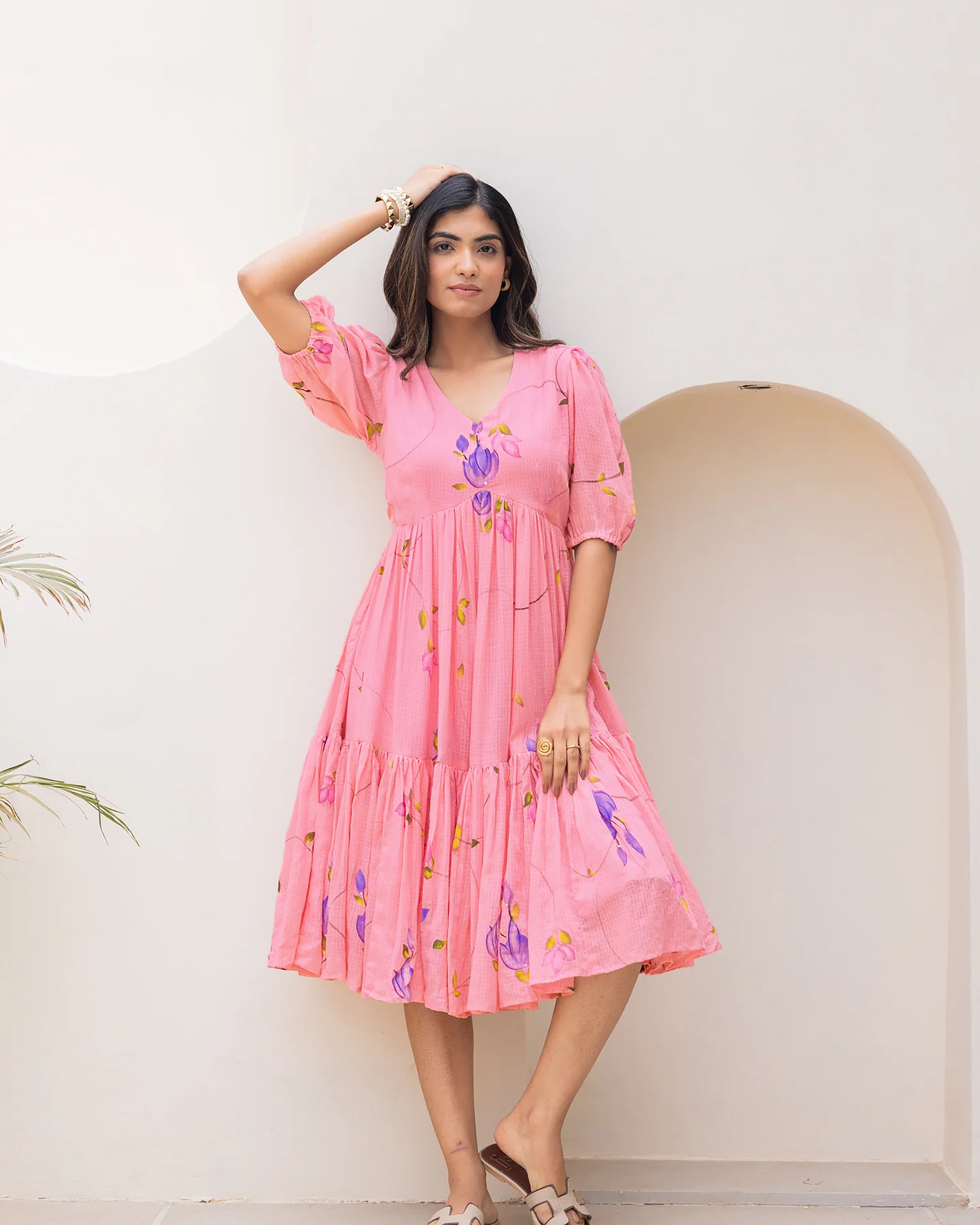 Sonakshi Women's Pink Kota Checks With Heavy Digital Printed Anarkali Gown Set - Distacart