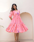 Sonakshi Women's Pink Kota Checks With Heavy Digital Printed Anarkali Gown Set - Distacart