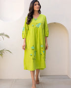 Sonakshi Women's Parrot Kota Checks With Heavy Digital Printed Anarkali Gown Set - Distacart