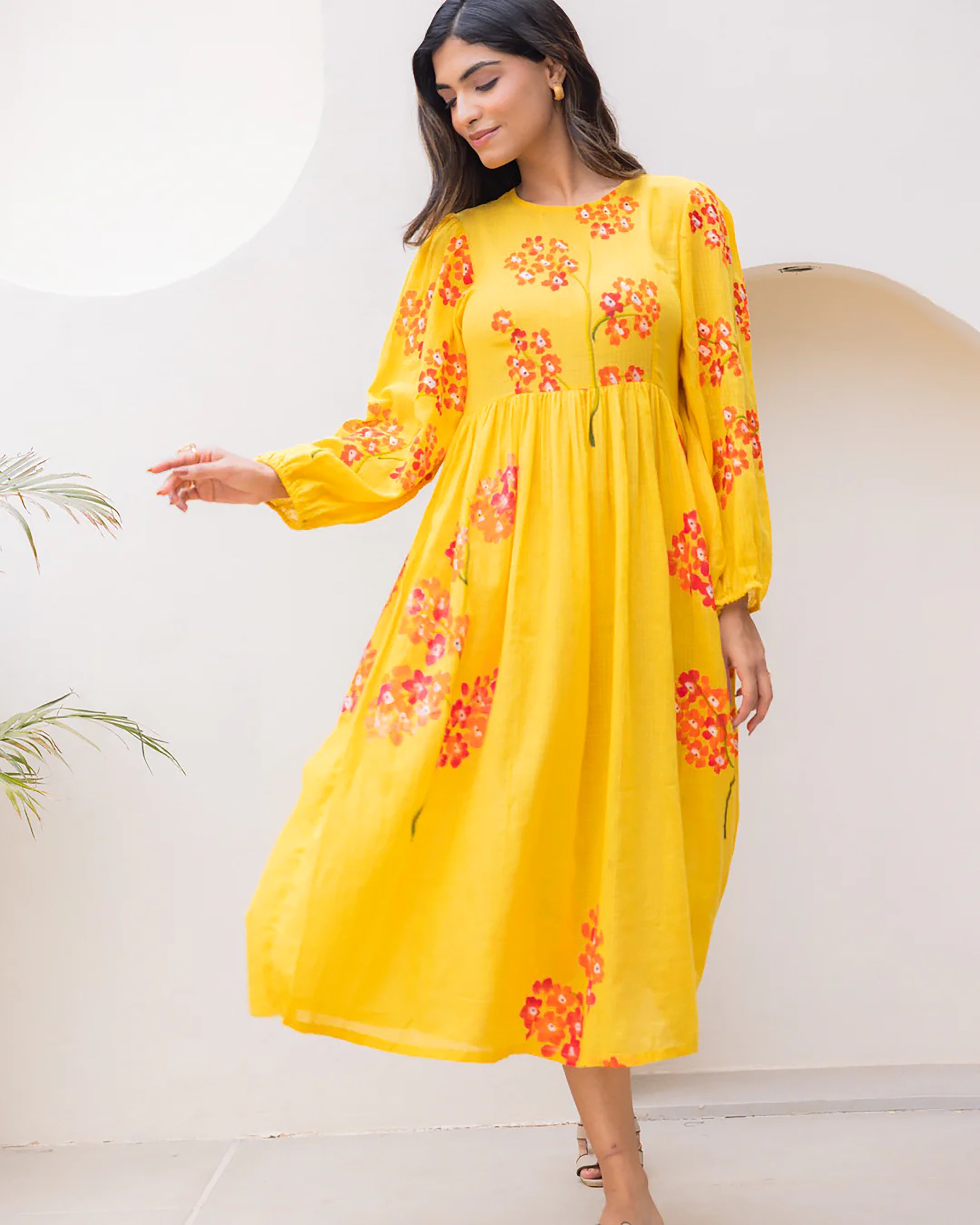 Sonakshi Women's Yellow Kota Checks With Heavy Digital Printed Anarkali Gown Set - Distacart