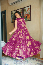 Sonakshi Women's Purple Heavy Rayon With Heavy Digital Printed Anarkali Gown Set With Dupatta - Distacart
