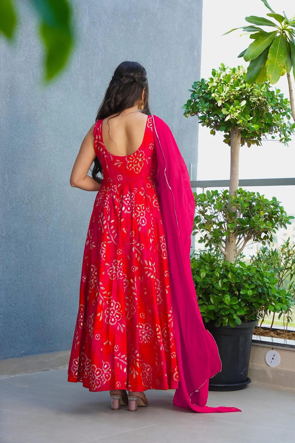 Sonakshi Women's Pink Heavy Rayon With Heavy Digital Printed Anarkali Gown Set With Dupatta - Distacart