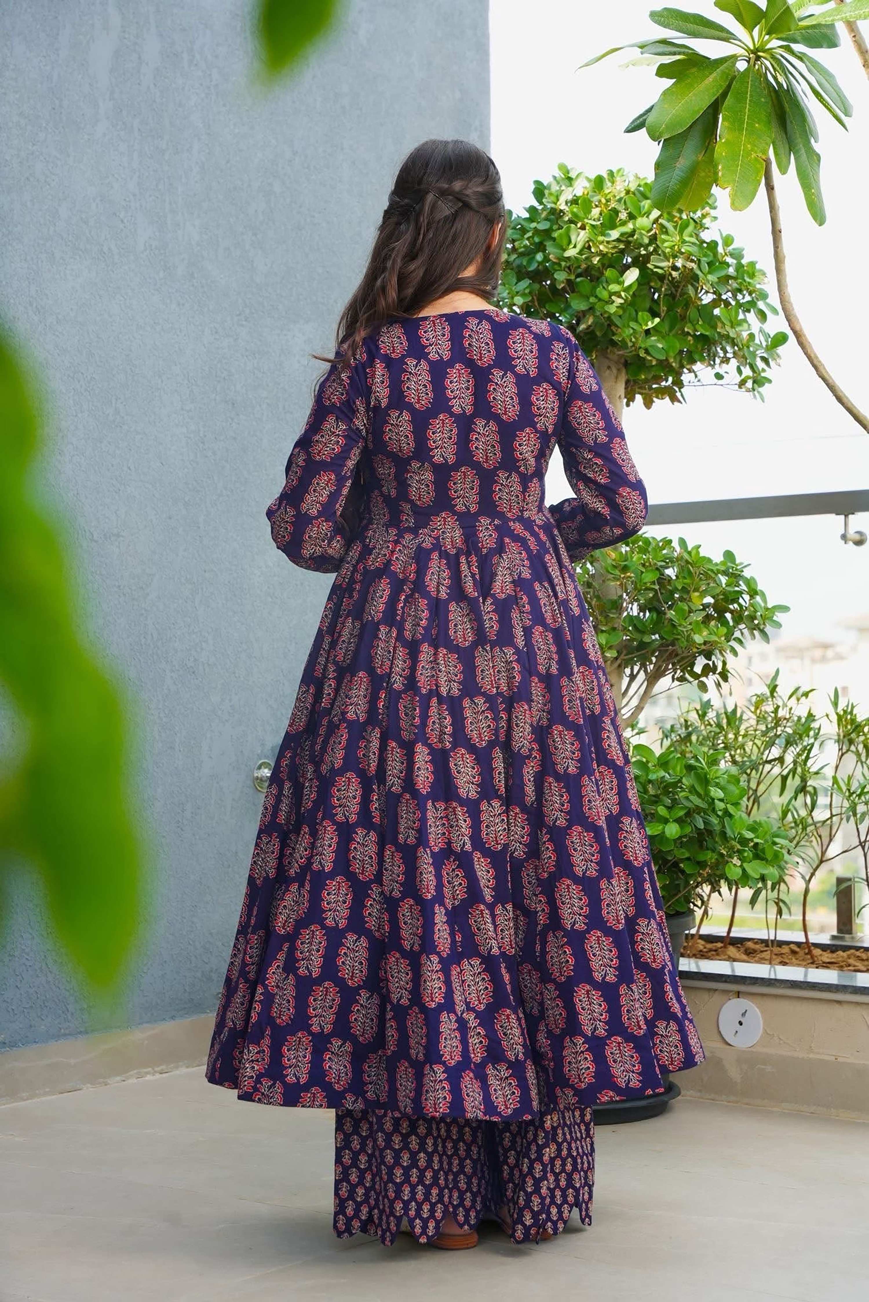 Sonakshi Women's Blue Heavy Rayon With Heavy Digital Printed Anarkali Gown Set - Distacart