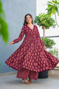 Sonakshi Women's Maroon Heavy Rayon With Heavy Digital Printed Anarkali Gown Set - Distacart