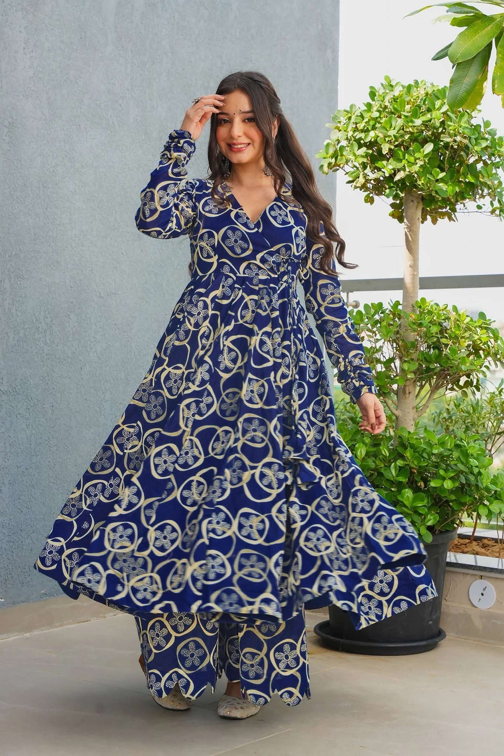 Sonakshi Women's Blue Heavy Rayon With Heavy Digital Printed Anarkali Gown Set - Distacart