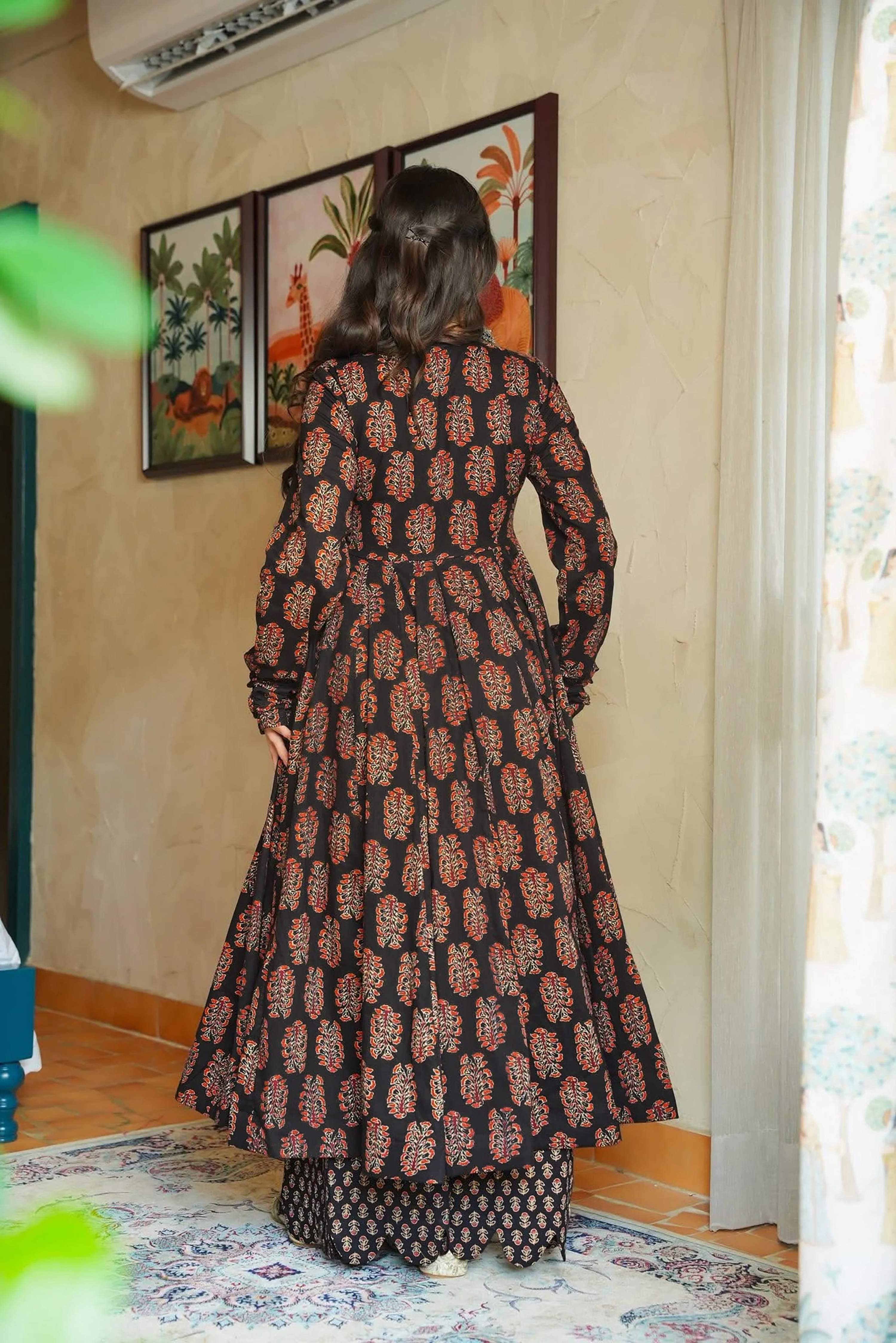 Sonakshi Women's Black Heavy Rayon With Heavy Digital Printed Anarkali Gown Set - Distacart