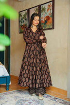 Sonakshi Women's Black Heavy Rayon With Heavy Digital Printed Anarkali Gown Set - Distacart