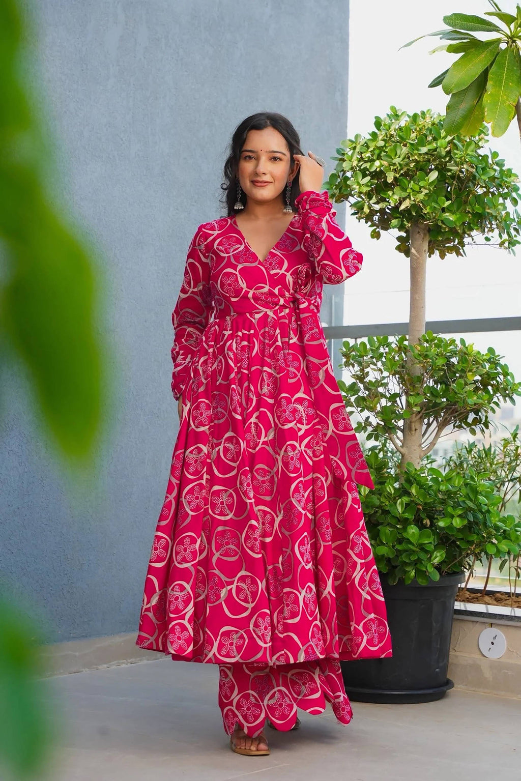 Sonakshi Women's Pink Heavy Rayon With Heavy Digital Printed Anarkali Gown Set - Distacart