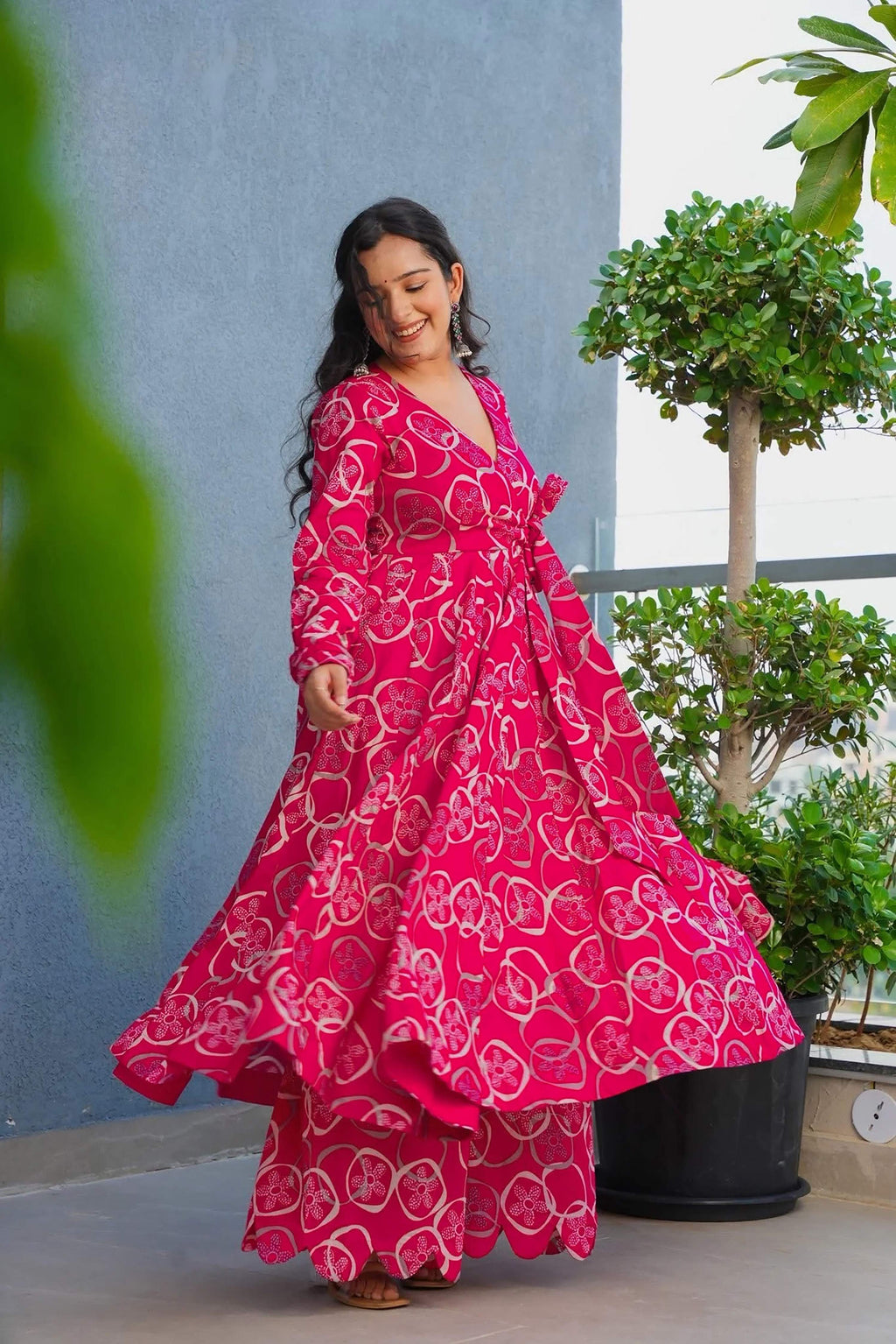 Sonakshi Women's Pink Heavy Rayon With Heavy Digital Printed Anarkali Gown Set - Distacart