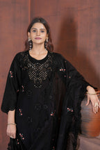 Sonakshi Women's Black Heavy Viscose Roman Boring Embroidered with Sequins & Heavy Hand work Kurta Set with Dupatta - Distacart