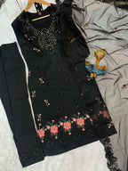 Sonakshi Women's Black Heavy Viscose Roman Boring Embroidered with Sequins & Heavy Hand work Kurta Set with Dupatta - Distacart