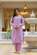 Sonakshi Women's Lavender Viscose Gadhwal Embroidered Beads Kurta Set with Dupatta - Distacart