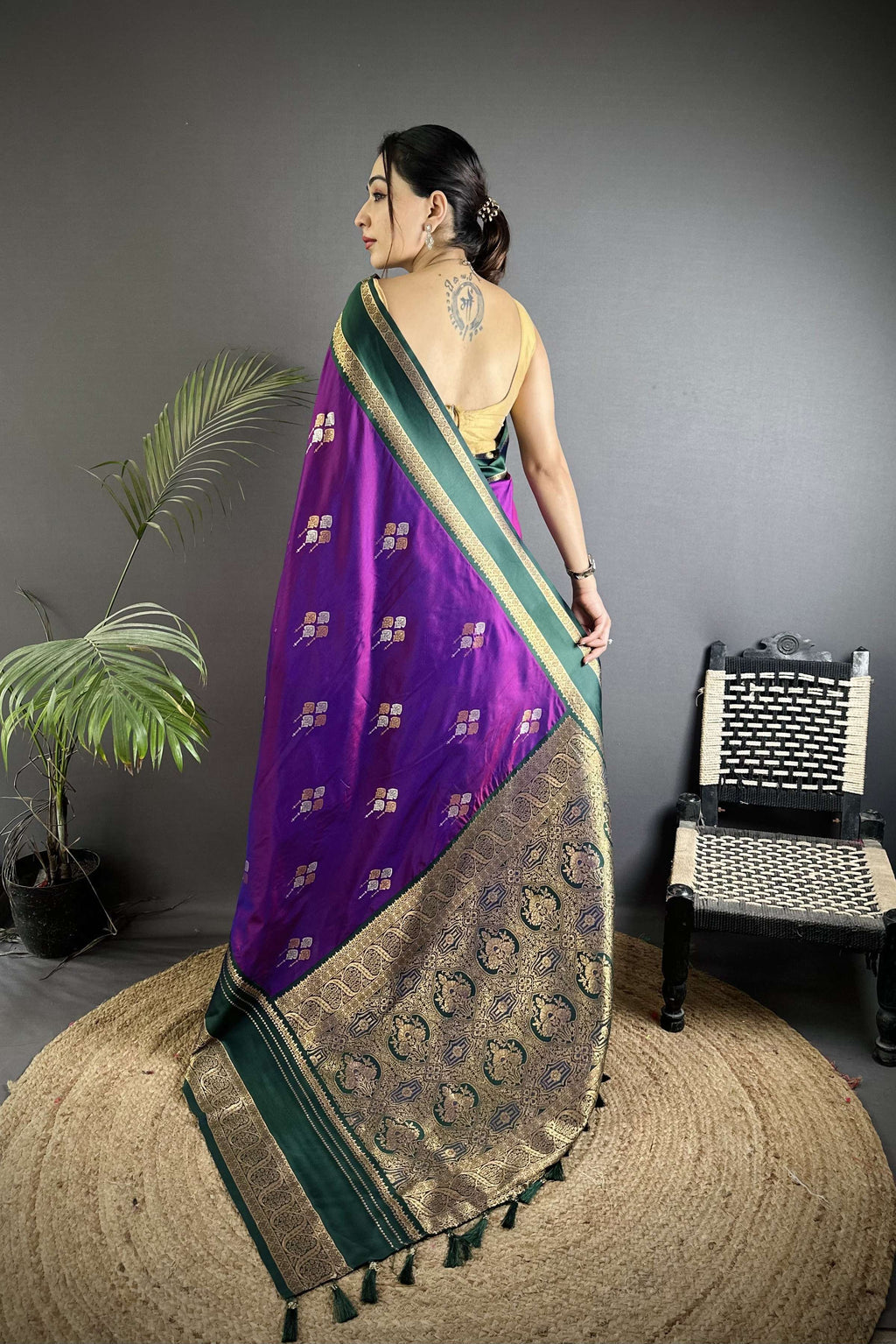 Sonakshi Women'S Purple Premium Soft Silk Zari Woven Traditional Saree With Blouse - Distacart