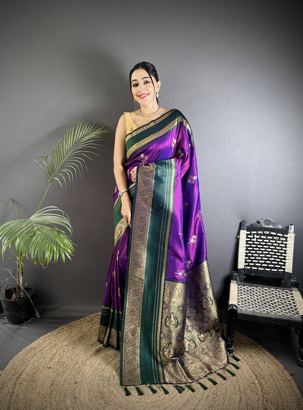 Sonakshi Women'S Purple Premium Soft Silk Zari Woven Traditional Saree With Blouse - Distacart