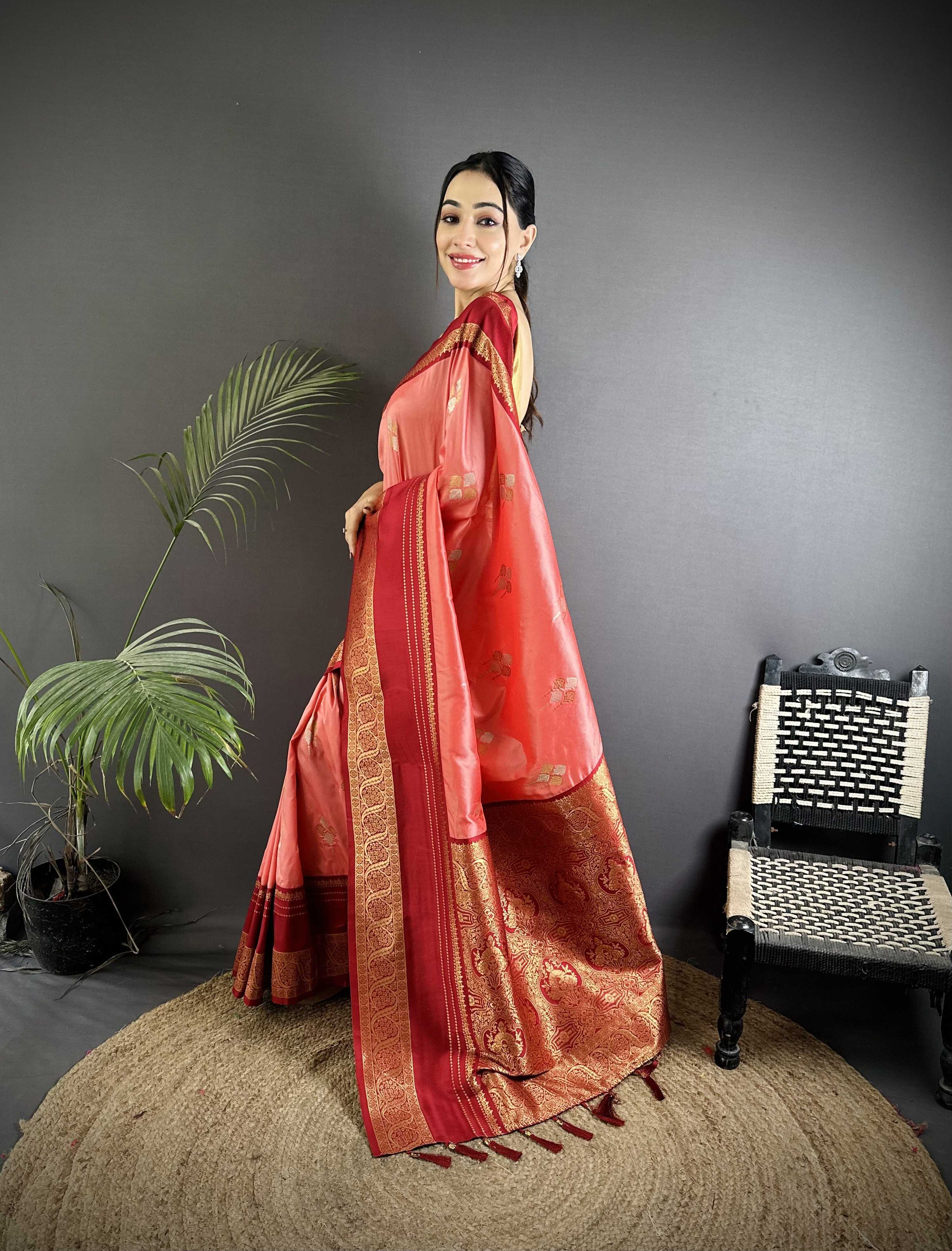 Sonakshi Women'S Gajri Premium Soft Silk Zari Woven Traditional Saree With Blouse - Distacart