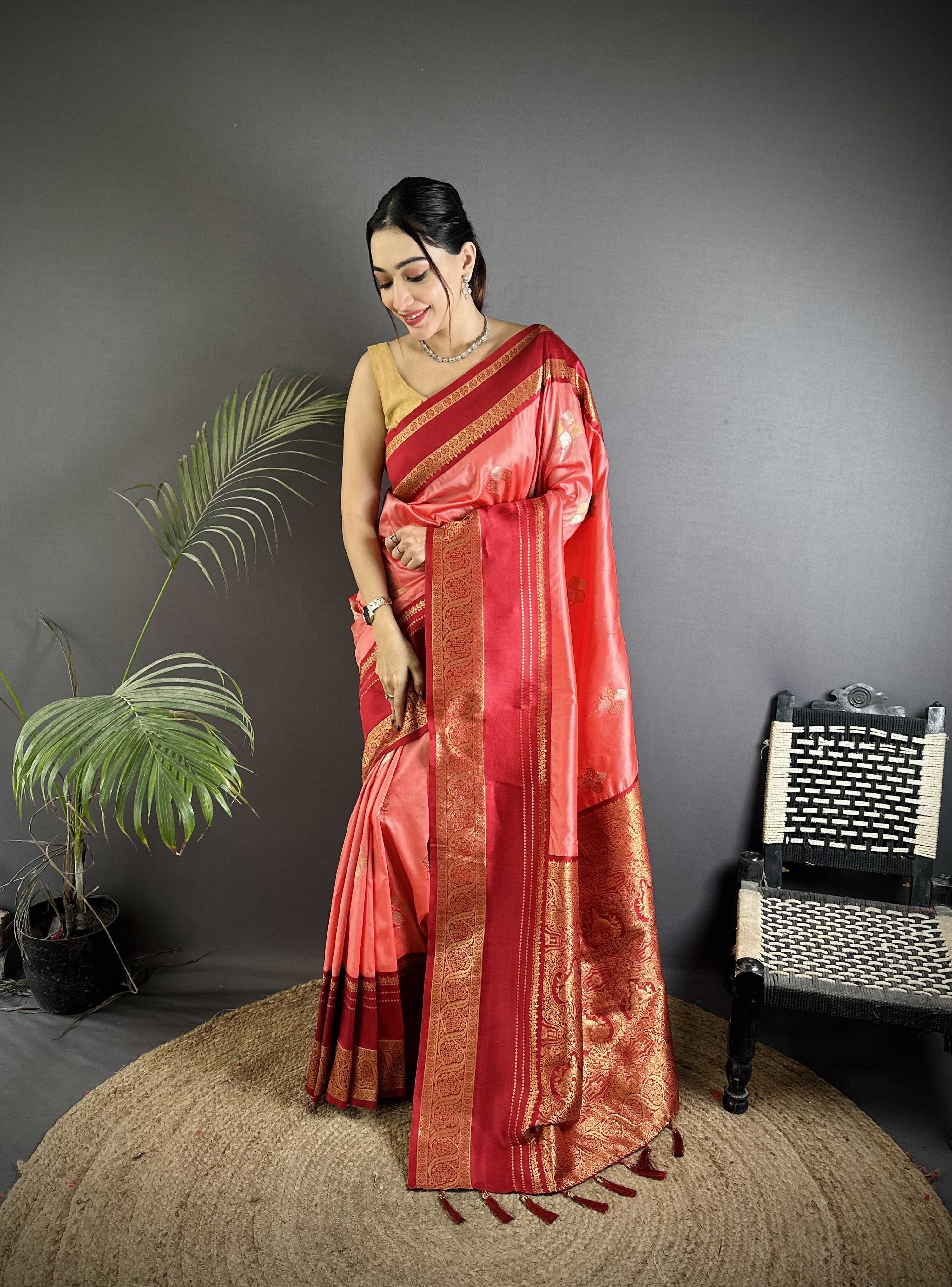 Sonakshi Women'S Gajri Premium Soft Silk Zari Woven Traditional Saree With Blouse - Distacart
