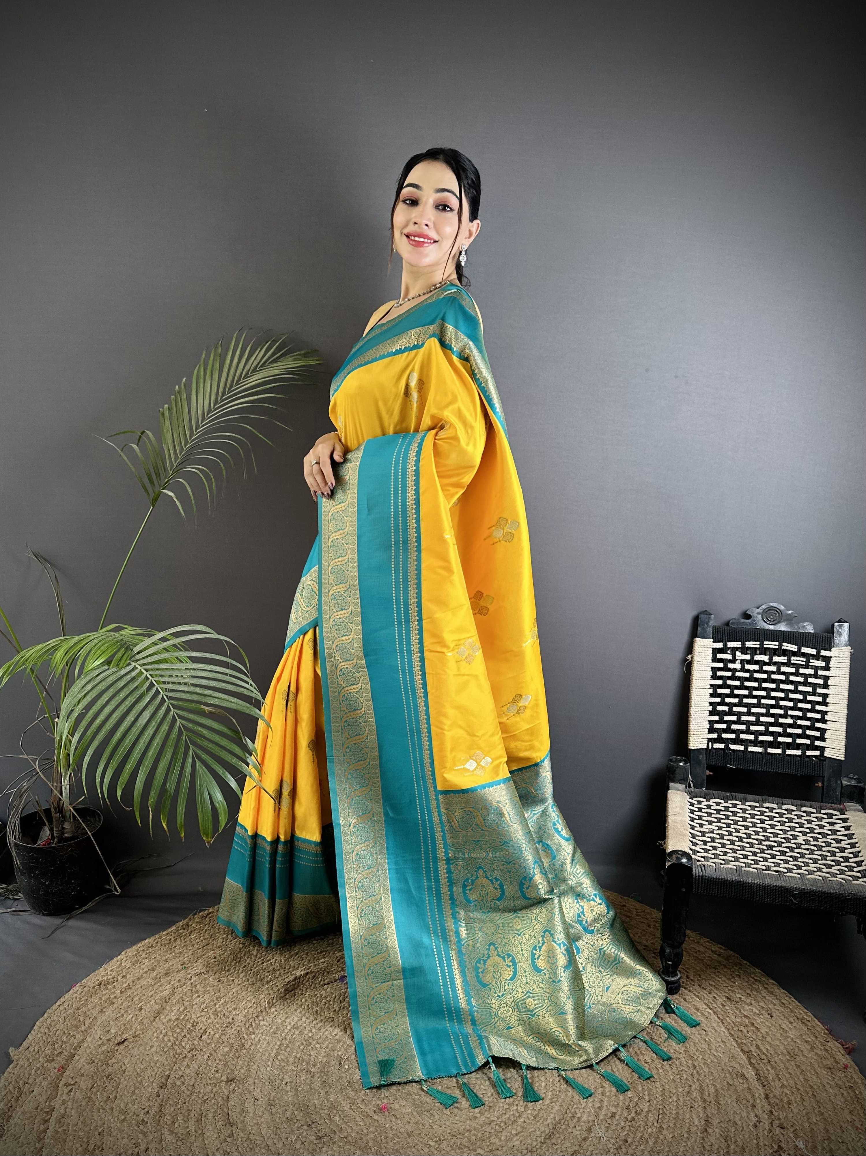 Sonakshi Women'S Yellow Premium Soft Silk Zari Woven Traditional Saree With Blouse - Distacart