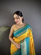 Sonakshi Women'S Yellow Premium Soft Silk Zari Woven Traditional Saree With Blouse - Distacart