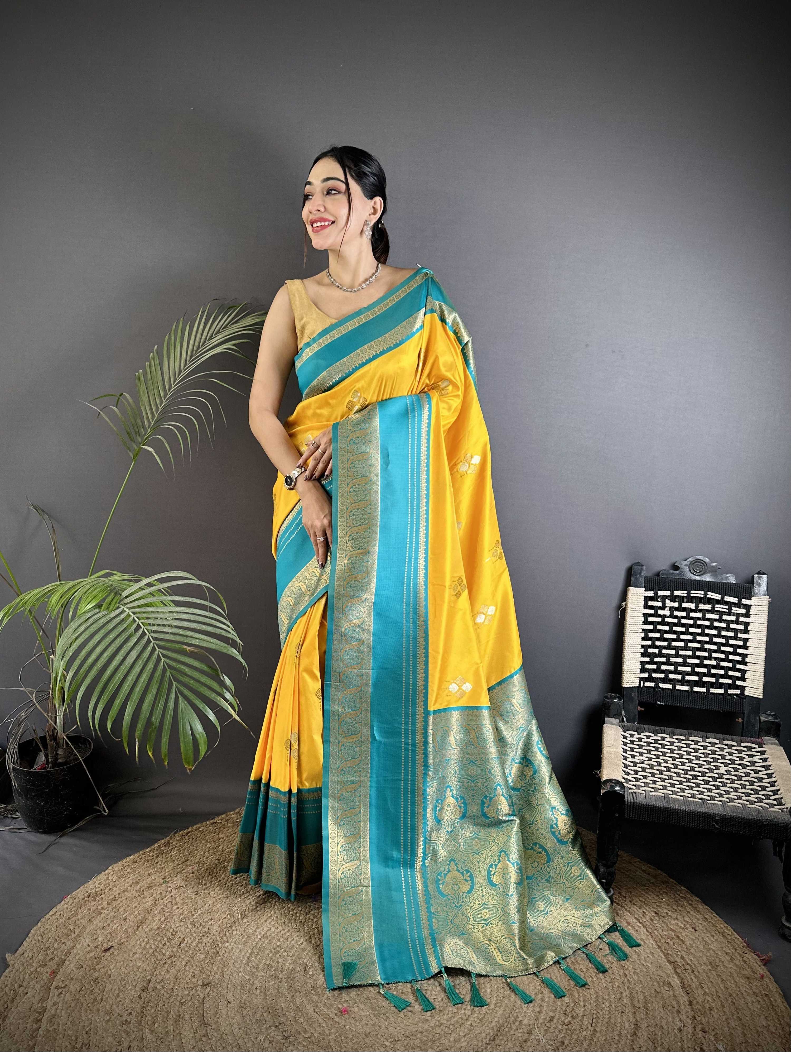 Sonakshi Women'S Yellow Premium Soft Silk Zari Woven Traditional Saree With Blouse - Distacart