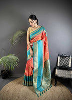 Sonakshi Women'S Peach Premium Soft Silk Zari Woven Traditional Saree With Blouse - Distacart
