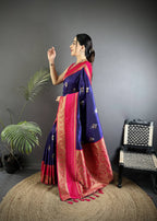 Sonakshi Women'S Blue Premium Soft Silk Zari Woven Traditional Saree With Blouse - Distacart