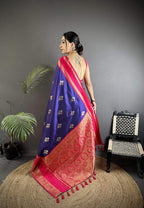 Sonakshi Women'S Blue Premium Soft Silk Zari Woven Traditional Saree With Blouse - Distacart