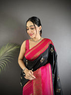 Sonakshi Women'S Black Premium Soft Silk Zari Woven Traditional Saree With Blouse - Distacart