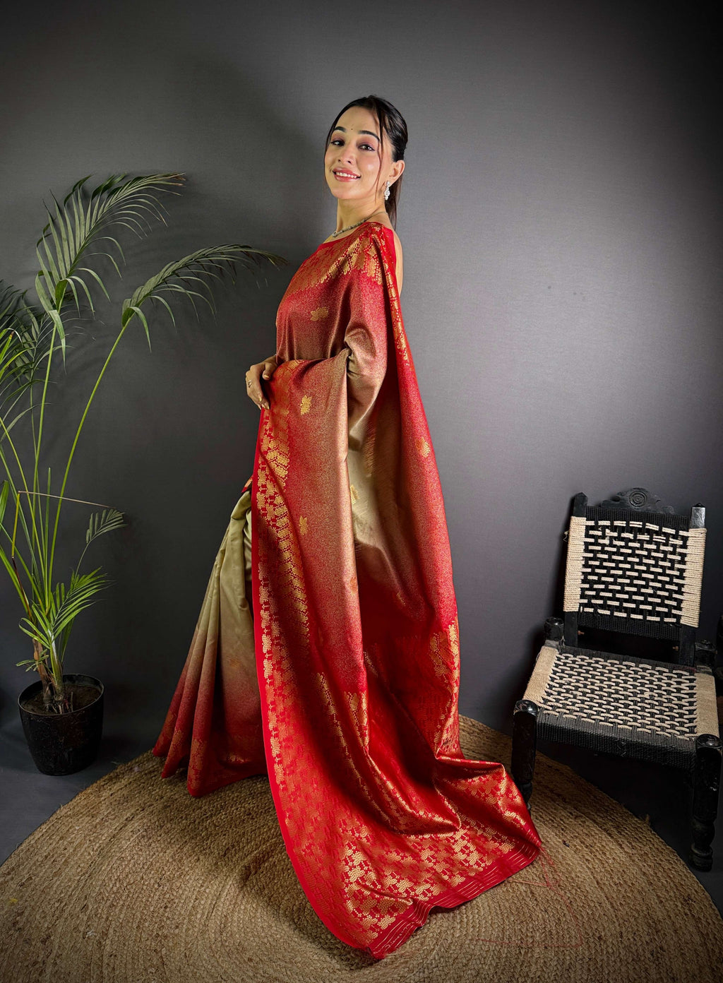 Sonakshi Women'S Biscuit Ikkat Silk Zari Woven Traditional Saree With Blouse - Distacart