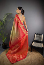 Sonakshi Women'S Biscuit Ikkat Silk Zari Woven Traditional Saree With Blouse - Distacart