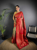Sonakshi Women'S Biscuit Ikkat Silk Zari Woven Traditional Saree With Blouse - Distacart