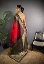 Sonakshi Women'S Red Ikkat Silk Zari Woven Traditional Saree With Blouse - Distacart