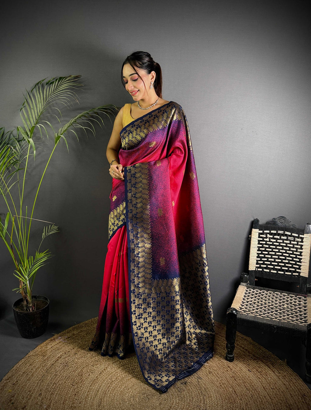 Sonakshi Women'S Pink Ikkat Silk Zari Woven Traditional Saree With Blouse - Distacart