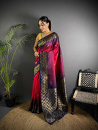 Sonakshi Women'S Pink Ikkat Silk Zari Woven Traditional Saree With Blouse - Distacart