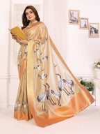 Sonakshi Women'S Chandan Premium Tissue Silk Copper-Gold Border Traditional Saree With Blouse - Distacart