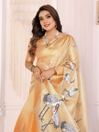 Sonakshi Women'S Chandan Premium Tissue Silk Copper-Gold Border Traditional Saree With Blouse - Distacart