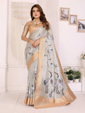 Sonakshi Women'S Offwhite Premium Tissue Silk Copper-Gold Border Traditional Saree With Blouse - Distacart