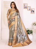 Sonakshi Women'S Silver Premium Tissue Silk Copper-Gold Border Traditional Saree With Blouse - Distacart