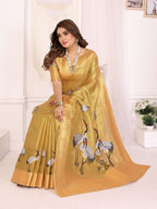 Sonakshi Women'S Gold Premium Tissue Silk Copper-Gold Border Traditional Saree With Blouse - Distacart