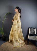 Sonakshi Women'S Chandan Pure Organza Silk With Attractive Embroidery Work Traditional Saree With Blouse - Distacart