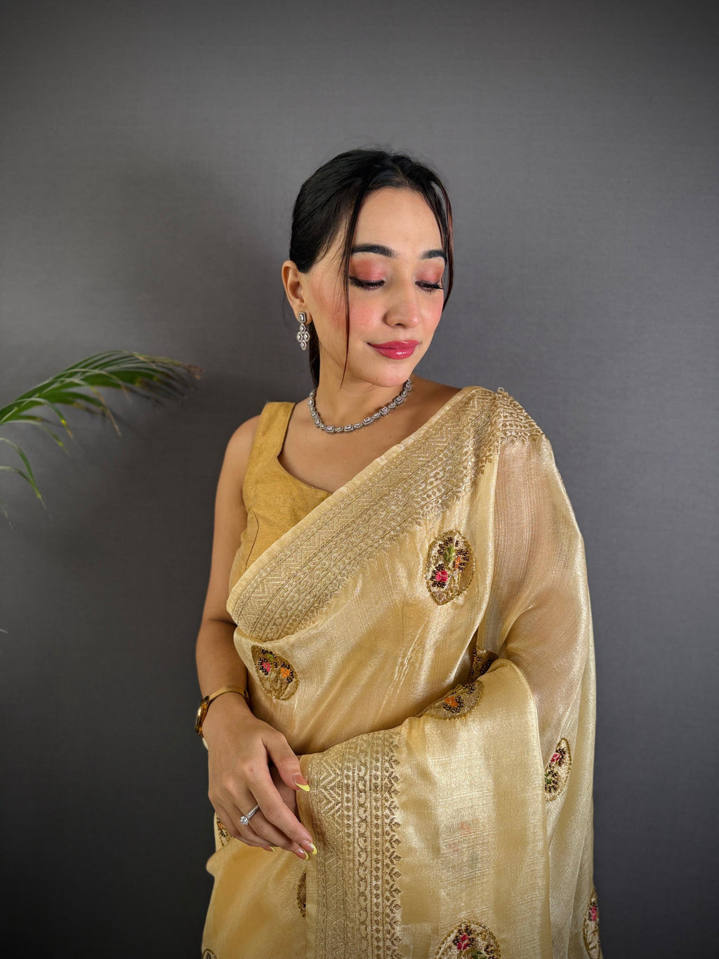 Sonakshi Women'S Chandan Pure Organza Silk With Attractive Embroidery Work Traditional Saree With Blouse - Distacart