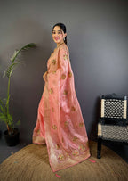 Sonakshi Women'S Gajri Pure Organza Silk With Attractive Embroidery Work Traditional Saree With Blouse - Distacart