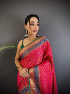Sonakshi Women'S Pink Banarasi Soft Patola Silk With Meena & Zari Weaving Traditional Saree With Blouse - Distacart