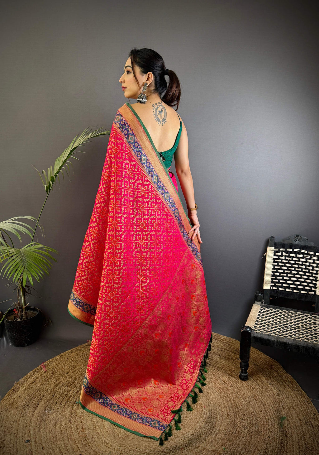 Sonakshi Women'S Pink Banarasi Soft Patola Silk With Meena & Zari Weaving Traditional Saree With Blouse - Distacart