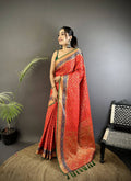 Sonakshi Women'S Red Banarasi Soft Patola Silk With Meena & Zari Weaving Traditional Saree With Blouse - Distacart