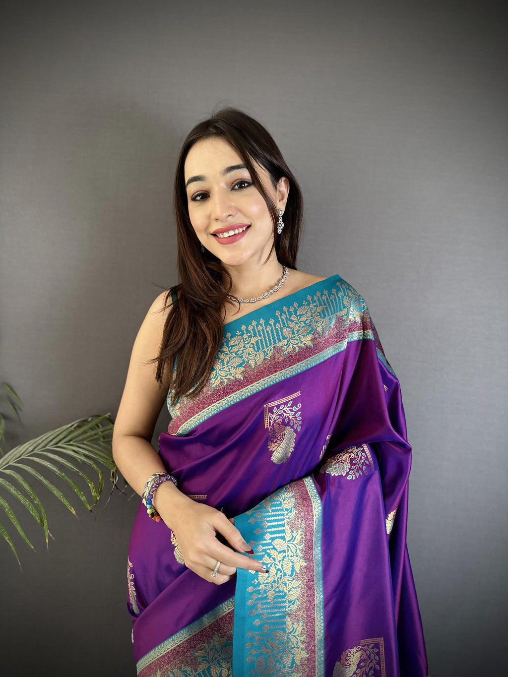 Sonakshi Women'S Blue Pure Soft Banarasi Silk With Contrast Weaving Border And Pallu Traditional Saree With Blouse - Distacart