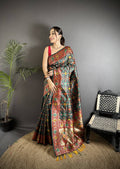 Sonakshi Women's Black Banarsi Silk Tassel Weaving Traditional Saree with Blouse - Distacart